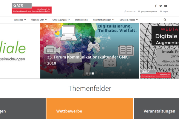 Screenshot der GMK-Webseite
