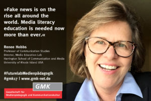 Foto von Renee Hobbs mit dem Zitat "Fake news is on the rise all around the world. Media literacy education is needed now more than ever." von ihr.