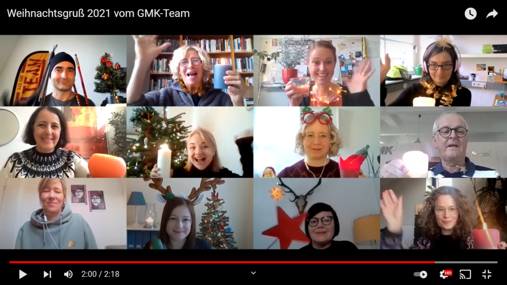 Screenshot aus dem YouTube-Video "Weihnachtsgruß 2021 vom GMK-Team"