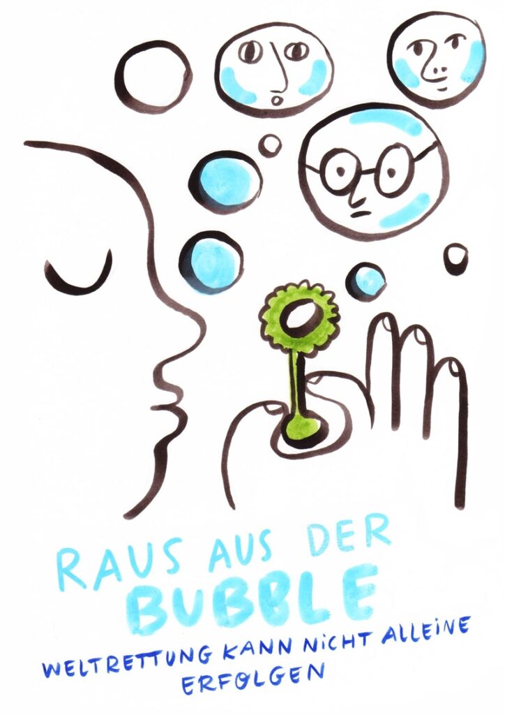 Foto vom Graphic Recording des 39. Forums Kommunikationskultur in Potsdam. Gezeichnet von Julia Kluge.