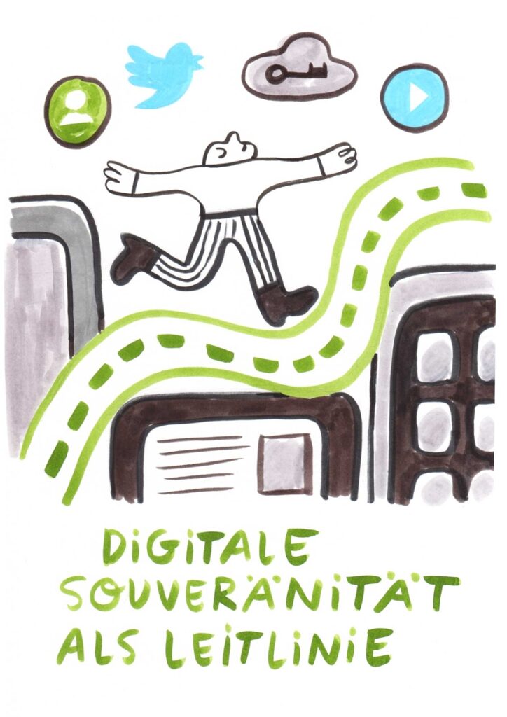 Foto vom Graphic Recording des 39. Forums Kommunikationskultur in Potsdam. Gezeichnet von Julia Kluge.