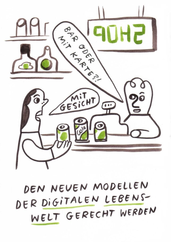 Foto vom Graphic Recording des 39. Forums Kommunikationskultur in Potsdam. Gezeichnet von Julia Kluge.