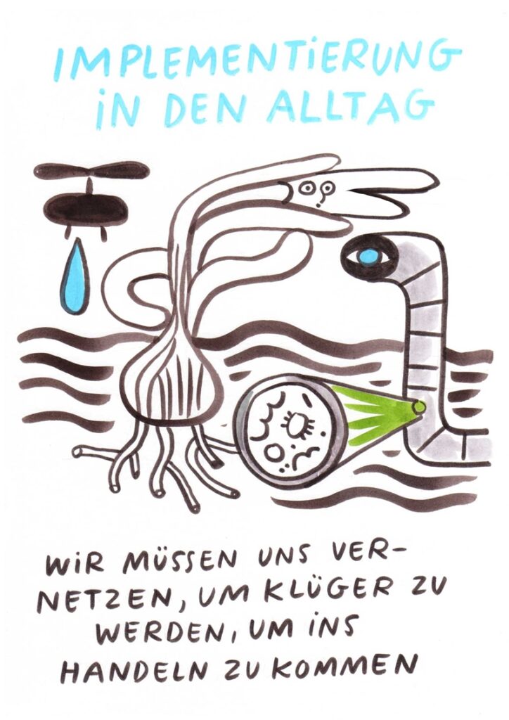 Foto vom Graphic Recording des 39. Forums Kommunikationskultur in Potsdam. Gezeichnet von Julia Kluge.