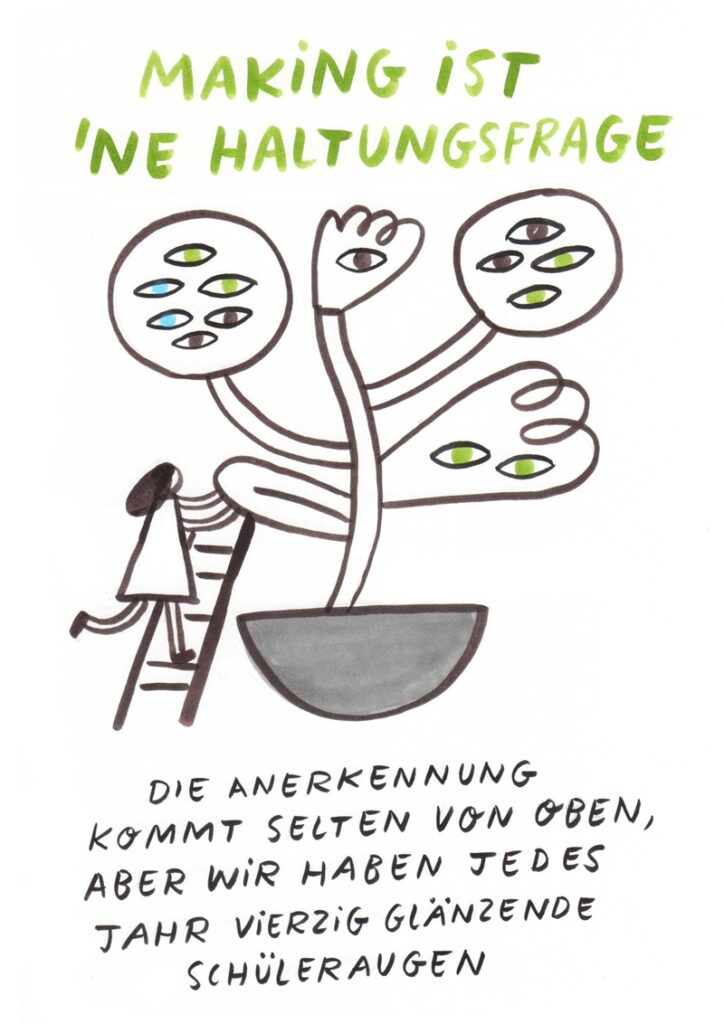 Foto vom Graphic Recording des 39. Forums Kommunikationskultur in Potsdam. Gezeichnet von Julia Kluge.