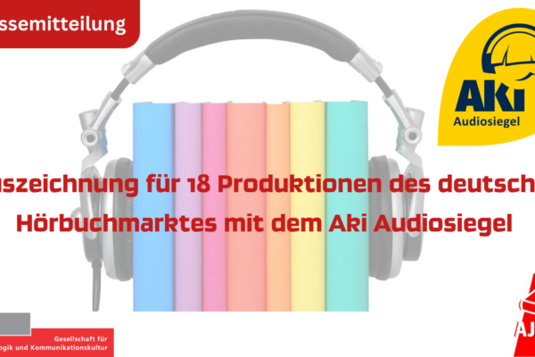 Aki Audiosiegel für 18 Produktionen des deutschen Hörbuchmarktes; Bücher zwischen einem Kopfhörer