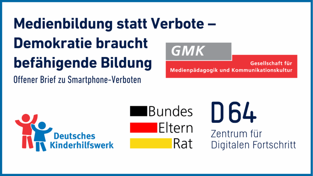 Logos von GMK, DKHW, Bundeselternrat, D64