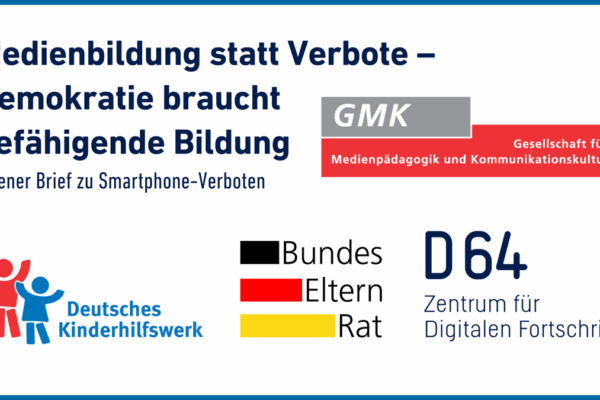 Logos von GMK, DKHW, Bundeselternrat, D64