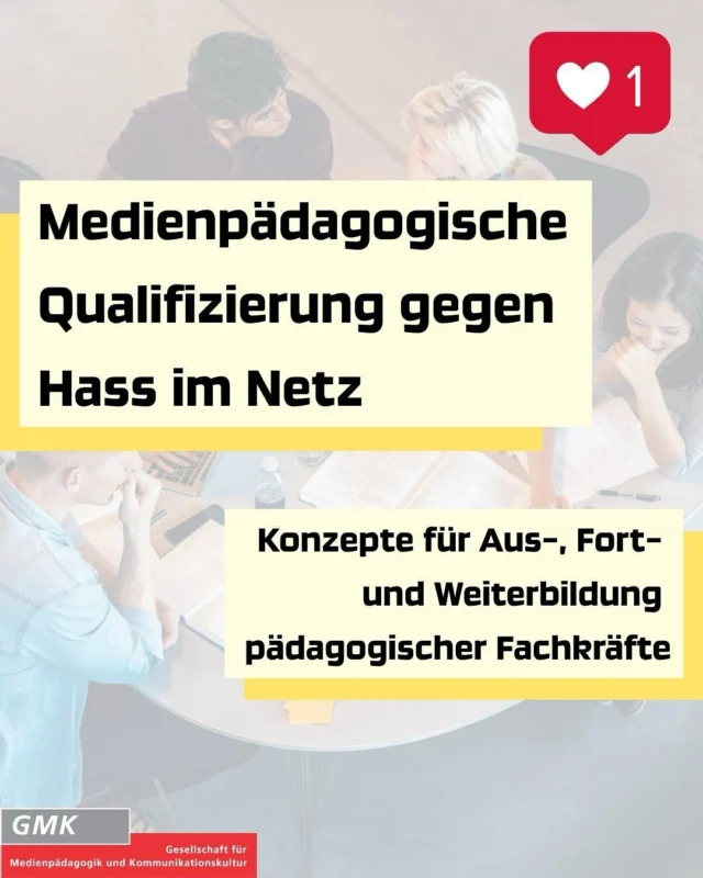 Die Konzepte bieten einen Einstieg ins Thema und liefern methodische Materialien und Hinweise für verschiedene Zielgruppen, v.a. pädagogische Fachkräfte der Jugend- und Schulsozialarbeit und (angehende) Lehrkräfte).
  
Die Curricularen Grundrisse stellen eine Orientierungshilfe für die Konzeption weiterer Qualifizierungsangebote dar. Sie bieten einen Überblick über themenspezifische medien-/pädagogische Kompetenzen für Fachkräfte und ihre professionelle Arbeit mit jungen Menschen.

🔗 Link in der Bio. 

Die Angebote entstanden ausgehend von einem Expert*innen-Workshop an der Akademie der Kulturellen Bildung des Bundes und des Landes NRW in Remscheid seit September 2024 im Rahmen des Projekts „Kompetenznetzwerk gegen Hass im Netz“ (2023-2024). Seit Januar 2025 ist die GMK Teil des Netzwerks gegen Hass im Netz und Desinformation. Das Projekt wird gefördert im Rahmen des Bundesprogramms „Demokratie leben!“ vom Bundesministerium für Familie, Senioren, Frauen und Jugend.